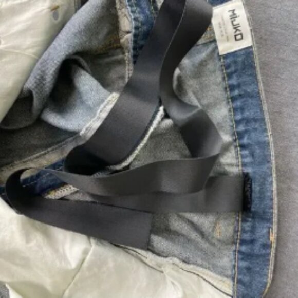 Mijko Zipper Jeans Mens 2XL Blue Gradient Baggy Denim Y2K Statement Streetwear - Picture 11 of 13